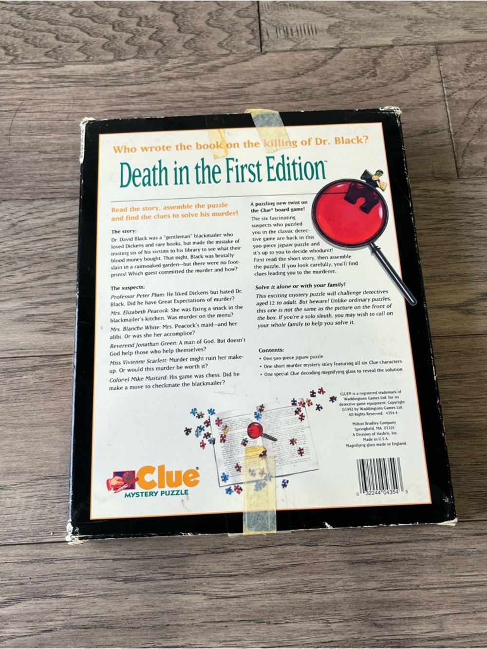 Vintage Clue Mystery Puzzle "Death in the First Edition" with Magnifying Glass - Picture 4 of 4